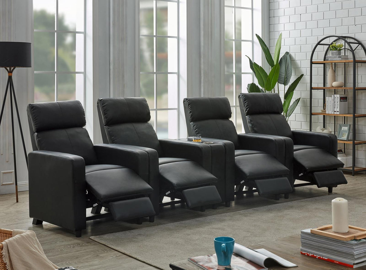 Toohey Black Home Theater Push Back Recliner by Coaster at Eve Furniture
