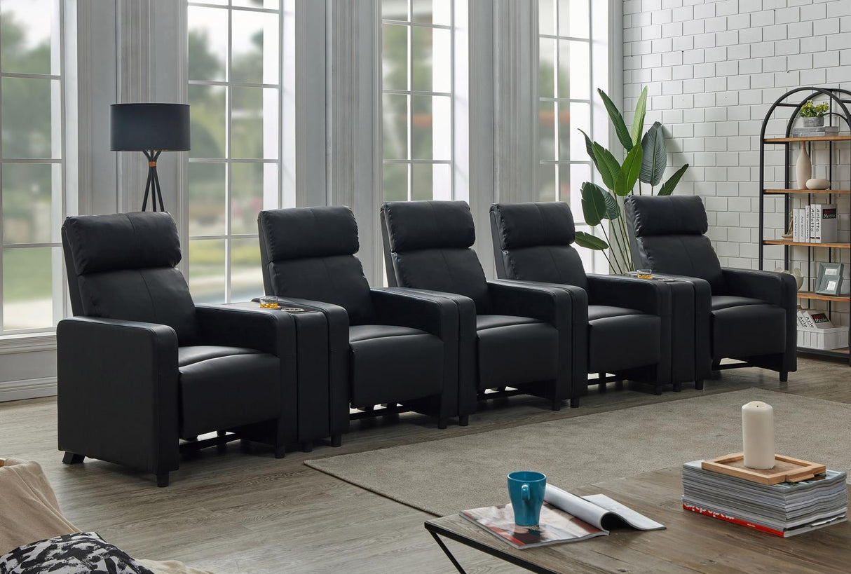Toohey Black Home Theater Push Back Recliner by Coaster at Eve Furniture