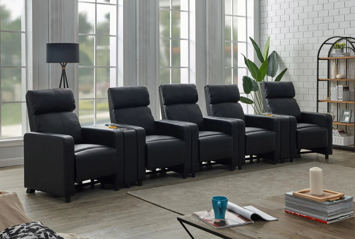 Toohey Black Home Theater Push Back Recliner by Coaster at Eve Furniture