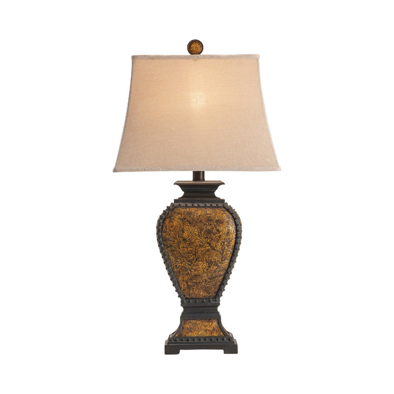 Tooled Leather Brown Table Lamp (Set of 2) by Crestview at Eve Furniture