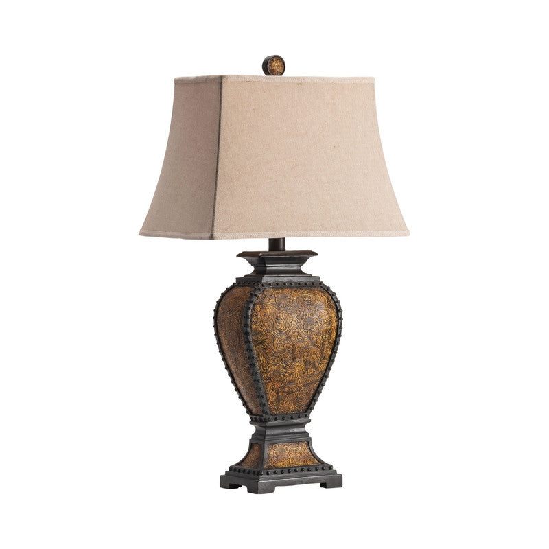 Tooled Leather Brown Table Lamp (Set of 2) by Crestview at Eve Furniture