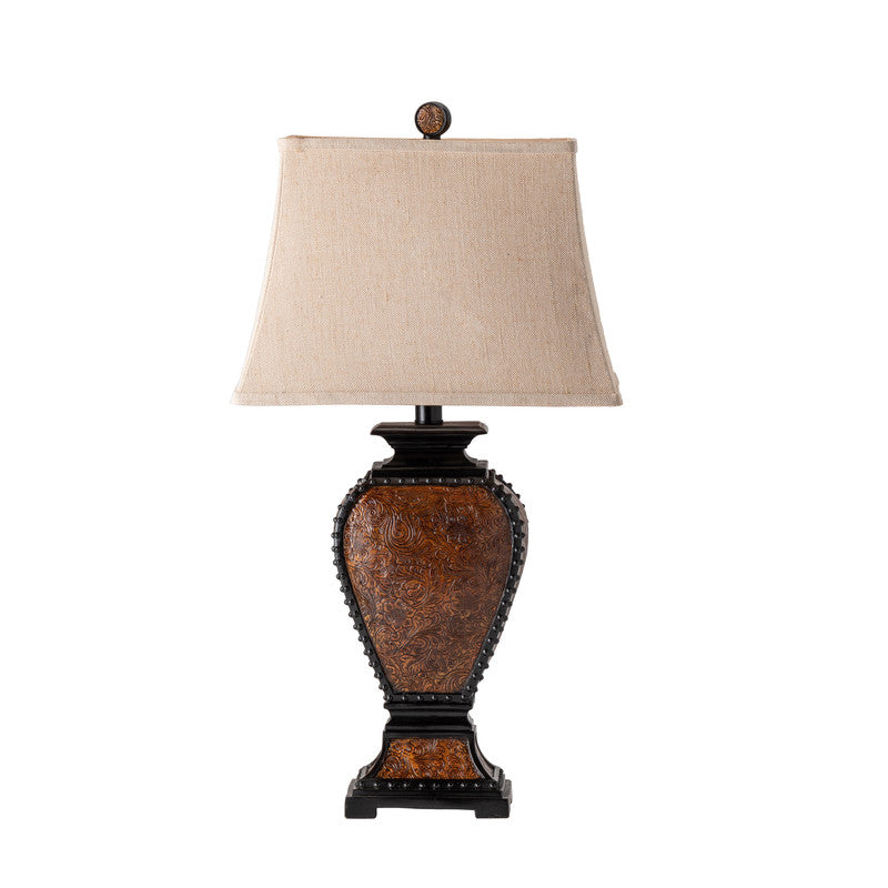 Tooled Leather Brown Table Lamp (Set of 2) by Crestview at Eve Furniture