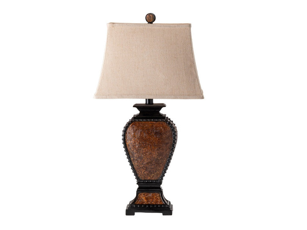 Tooled Leather Brown Table Lamp (Set of 2) by Crestview at Eve Furniture