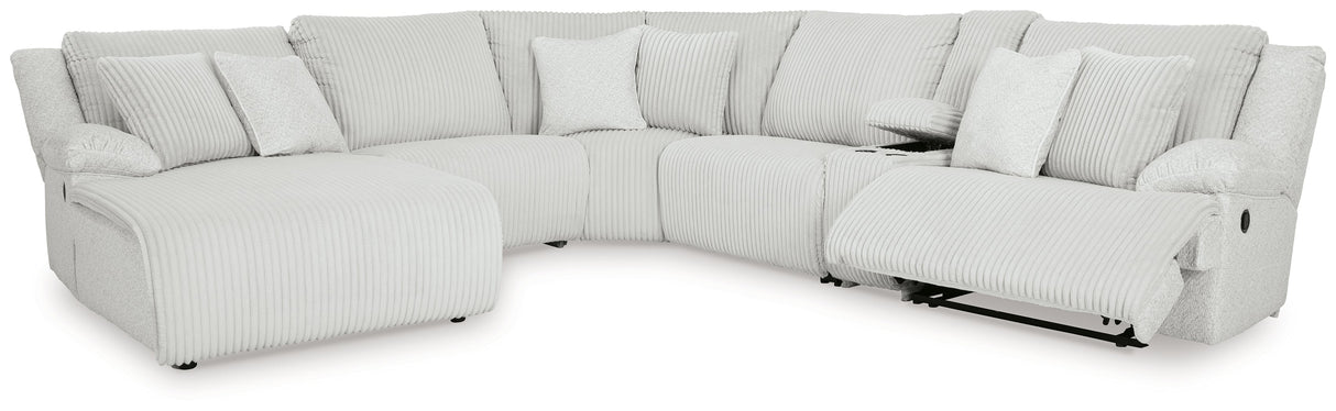 Top Tier Alloy 6-Piece Manual Reclining Modular Sectional with LAF Chaise and Console by Ashley at Eve Furniture