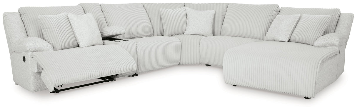 Top Tier Alloy 6-Piece Manual Reclining Modular Sectional with (RAF) Chaise and Console by Ashley at Eve Furniture