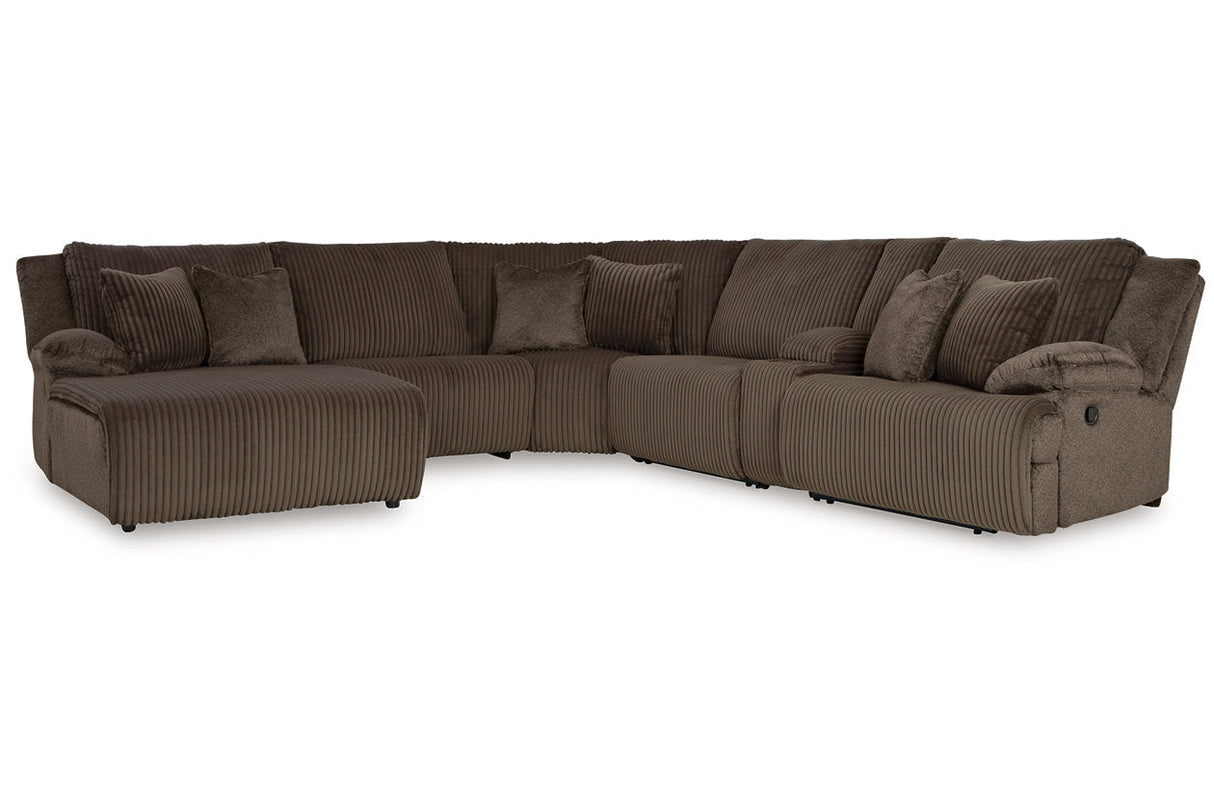Top Tier Chocolate 6-Piece Reclining Modular Sectional with (LAF) Chaise by Ashley at Eve Furniture