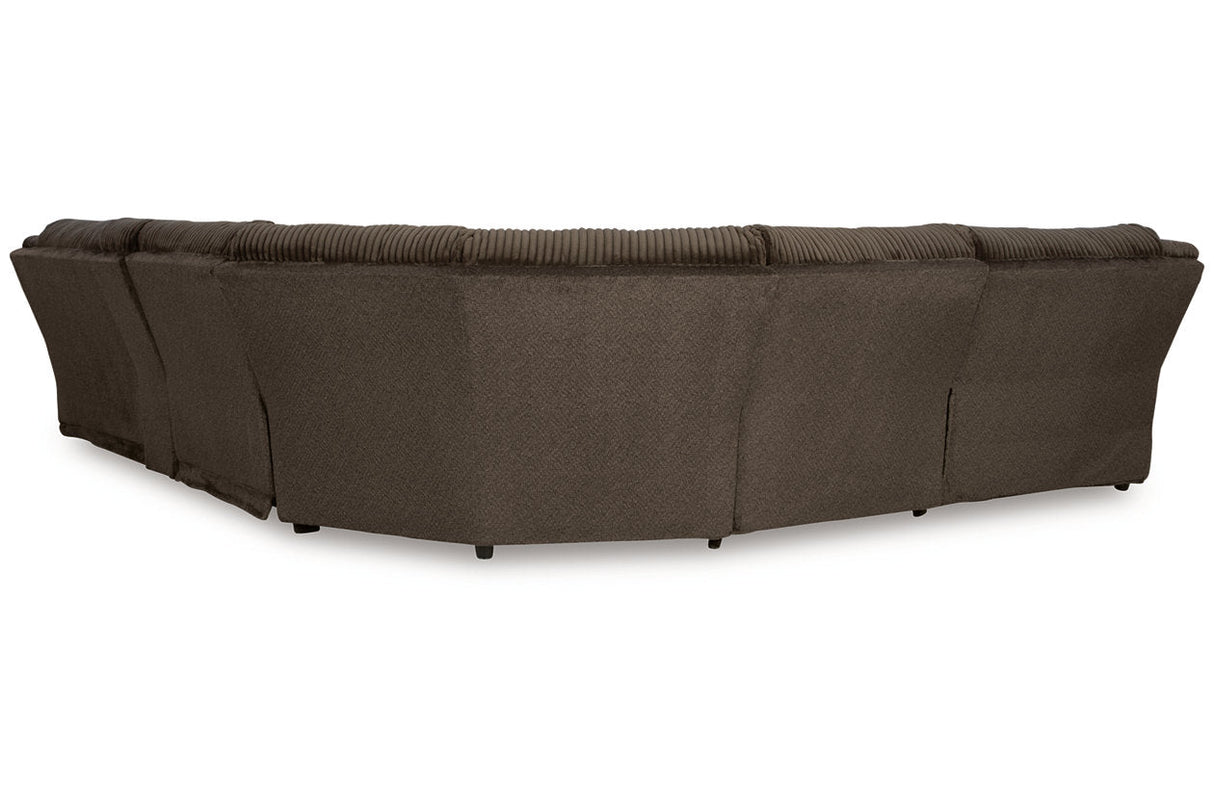 Top Tier Chocolate 6-Piece Reclining Modular Sectional with (LAF) Chaise by Ashley at Eve Furniture