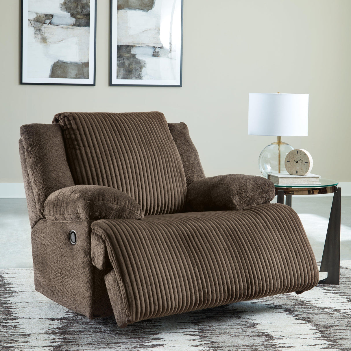 Top Tier Chocolate Oversized Manual Rocker Recliner by Ashley at Eve Furniture