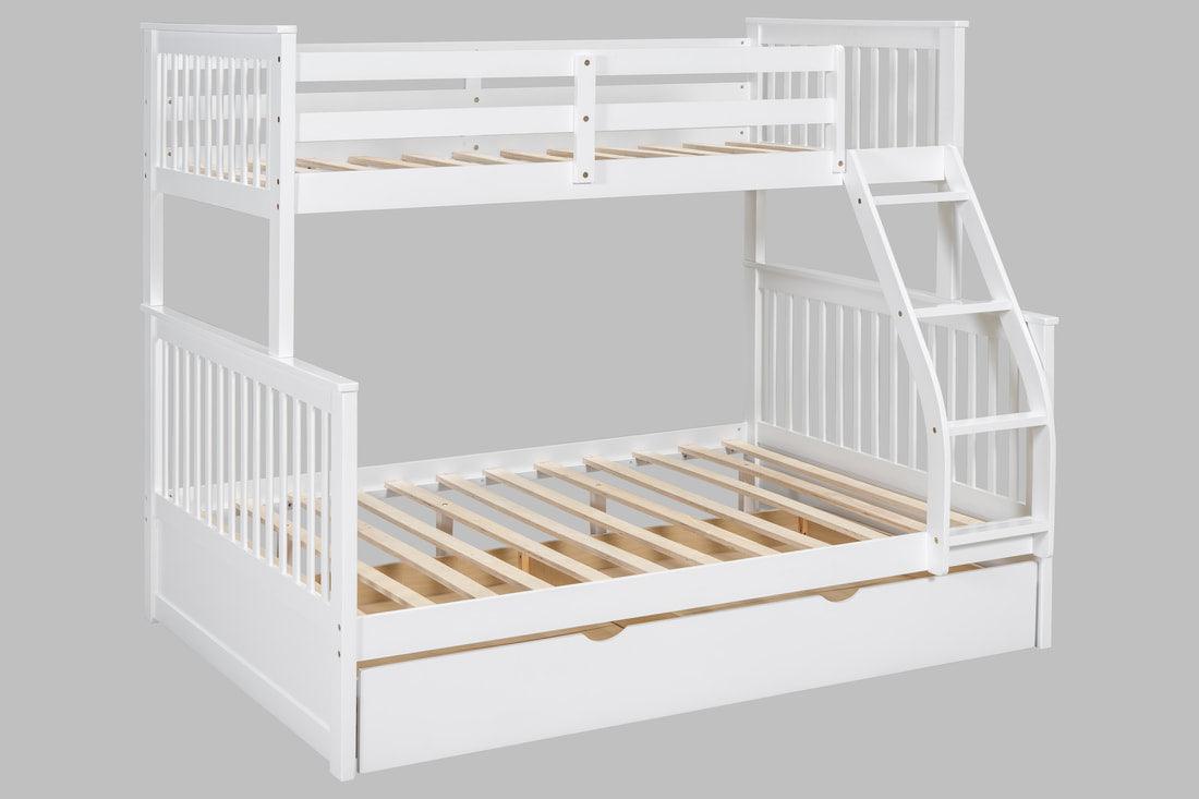 Top White Twin/Full Bunk Bed W/Twin Trundle by Happy Homes at Eve Furniture