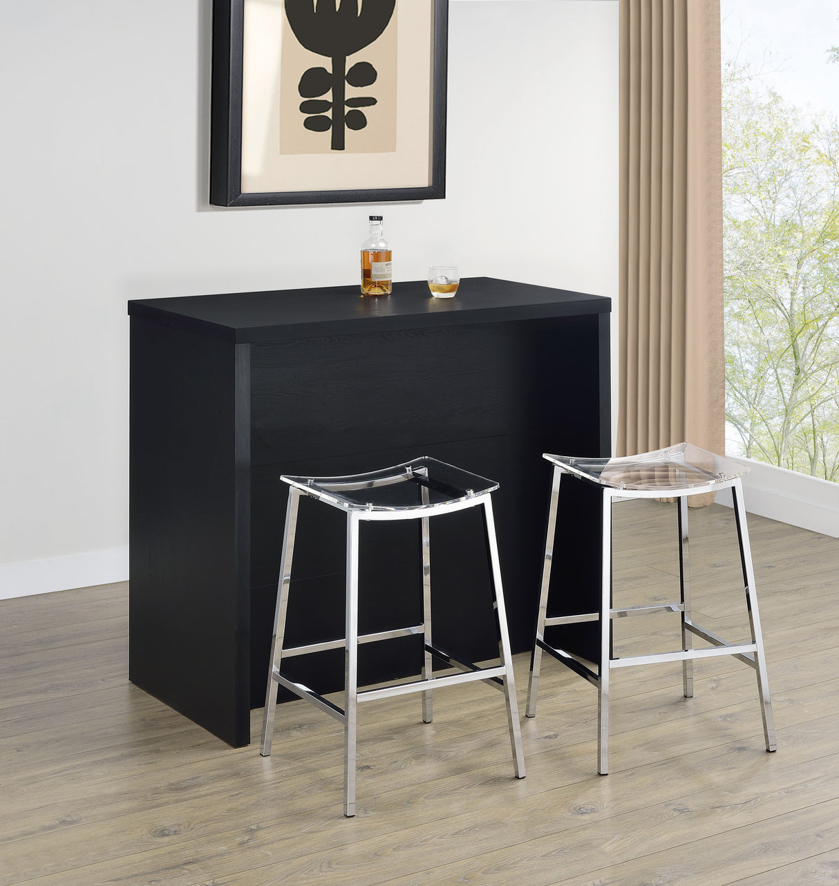 Topanga Black Engineered Wood Freestanding Home Bar by Coaster at Eve Furniture