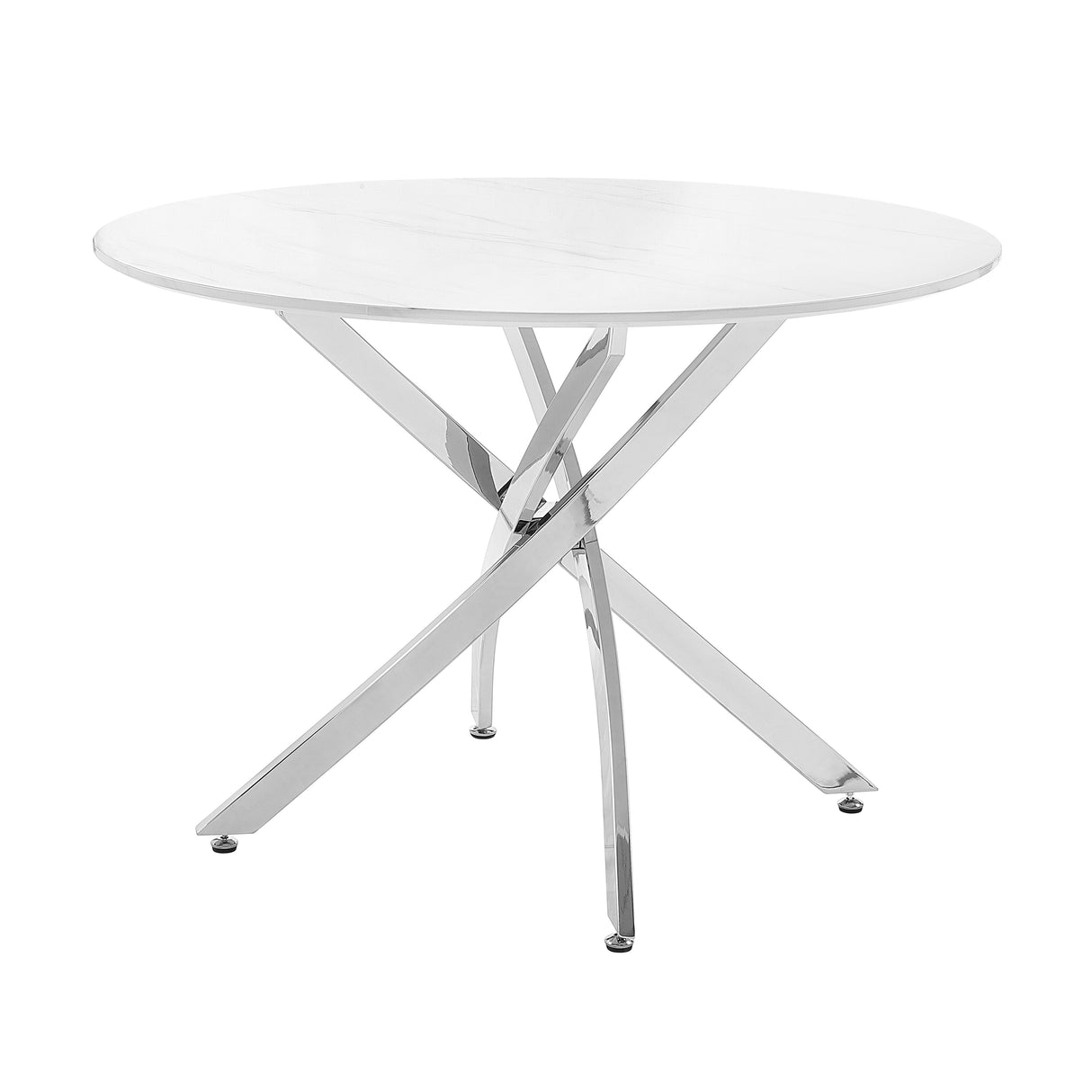 Topeka Chrome Round Dining Table by Homelegance at Eve Furniture