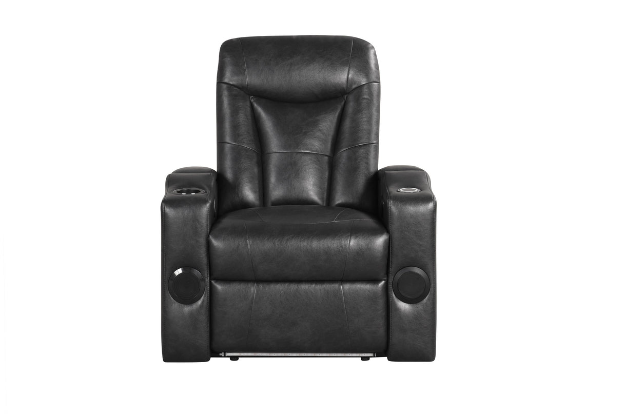 Topgun Black Power Reclining Chair (Bluetooth Speaker + Led Light) by Happy Homes at Eve Furniture