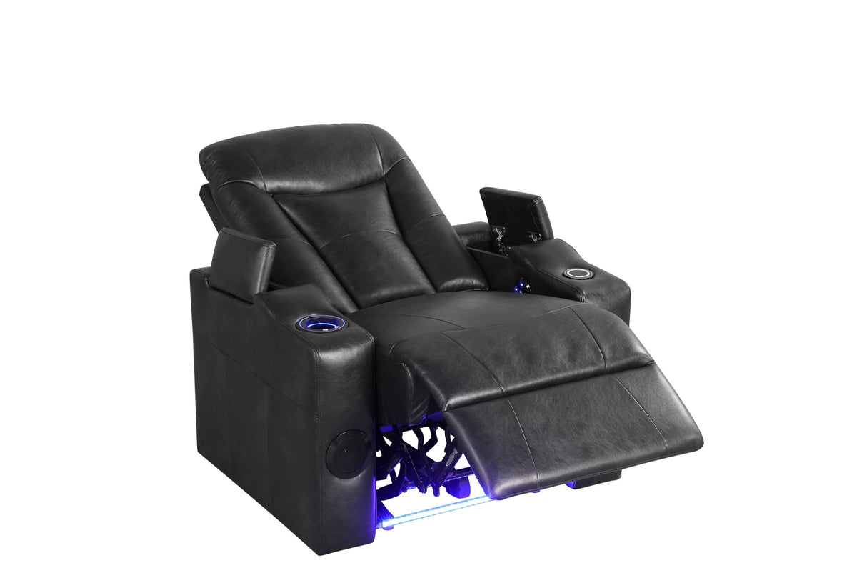 Topgun Black Power Reclining Chair (Bluetooth Speaker + Led Light) by Happy Homes at Eve Furniture