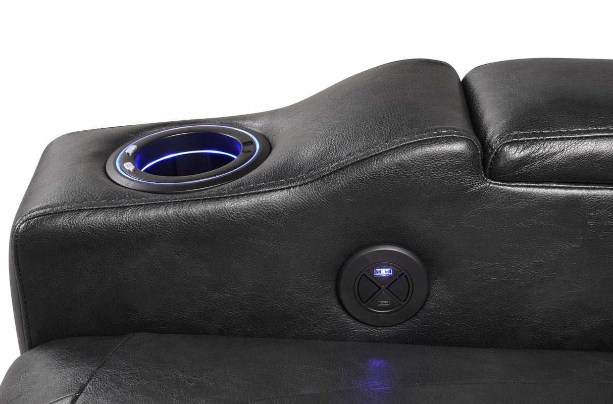 Topgun Black Power Reclining Chair (Bluetooth Speaker + Led Light) by Happy Homes at Eve Furniture