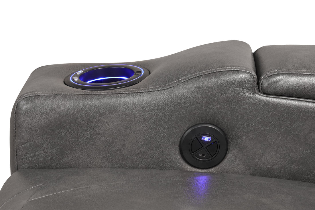 Topgun Dark Gray Power Reclining Chair (Bluetooth Speaker + Led Light) by Happy Homes at Eve Furniture