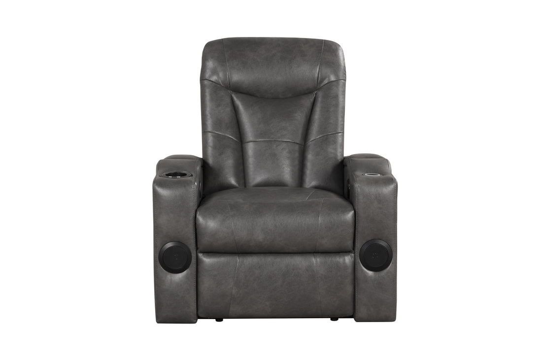 Topgun Dark Gray Power Reclining Chair (Bluetooth Speaker + Led Light) by Happy Homes at Eve Furniture