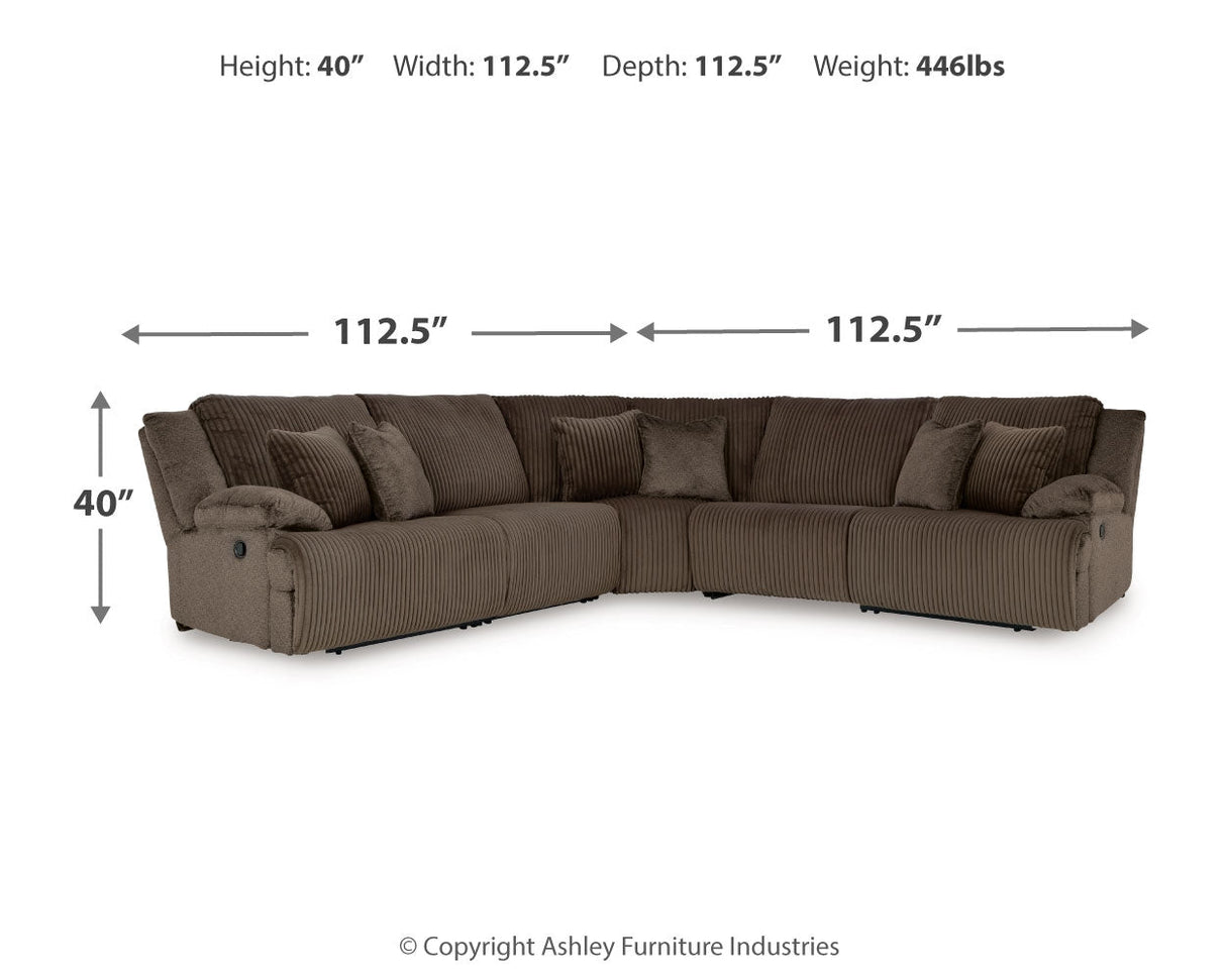 Top Tier 5-Piece Sectional with Recliner in Chocolate by Ashley at Eve Furniture