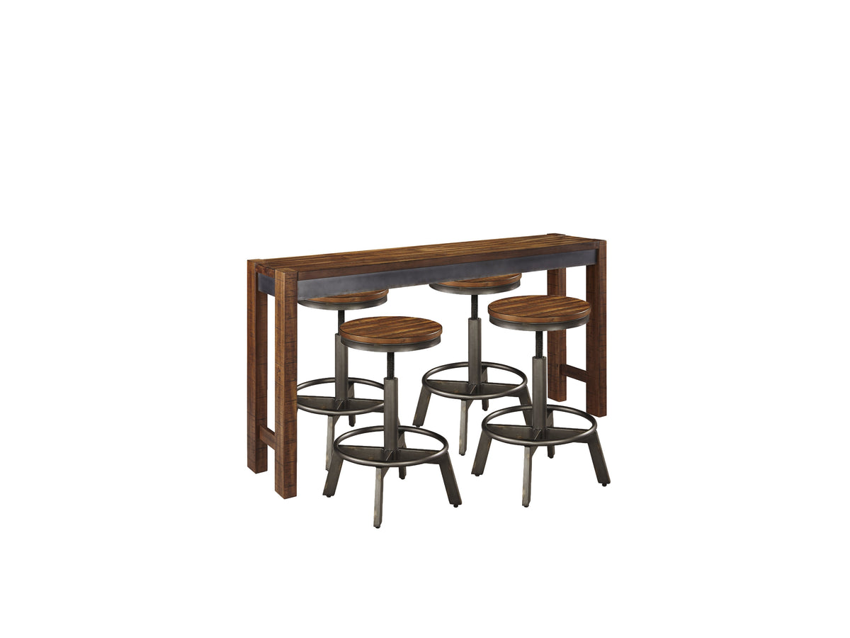 Torjin Brown/Gray Counter Height Dining Table with 4 Barstools by Ashley at Eve Furniture
