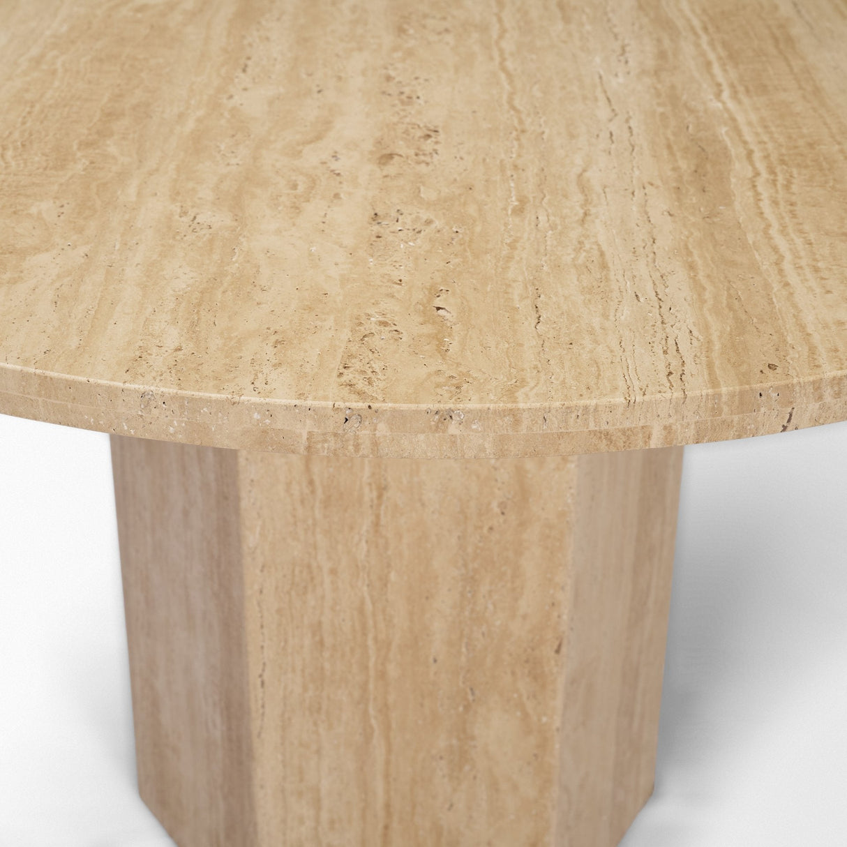 Torreno 42" Travertine Round Top Hexagon Pedestal Dining Table by Mercana at Eve Furniture