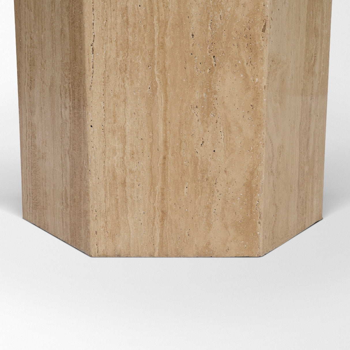 Torreno 42" Travertine Round Top Hexagon Pedestal Dining Table by Mercana at Eve Furniture