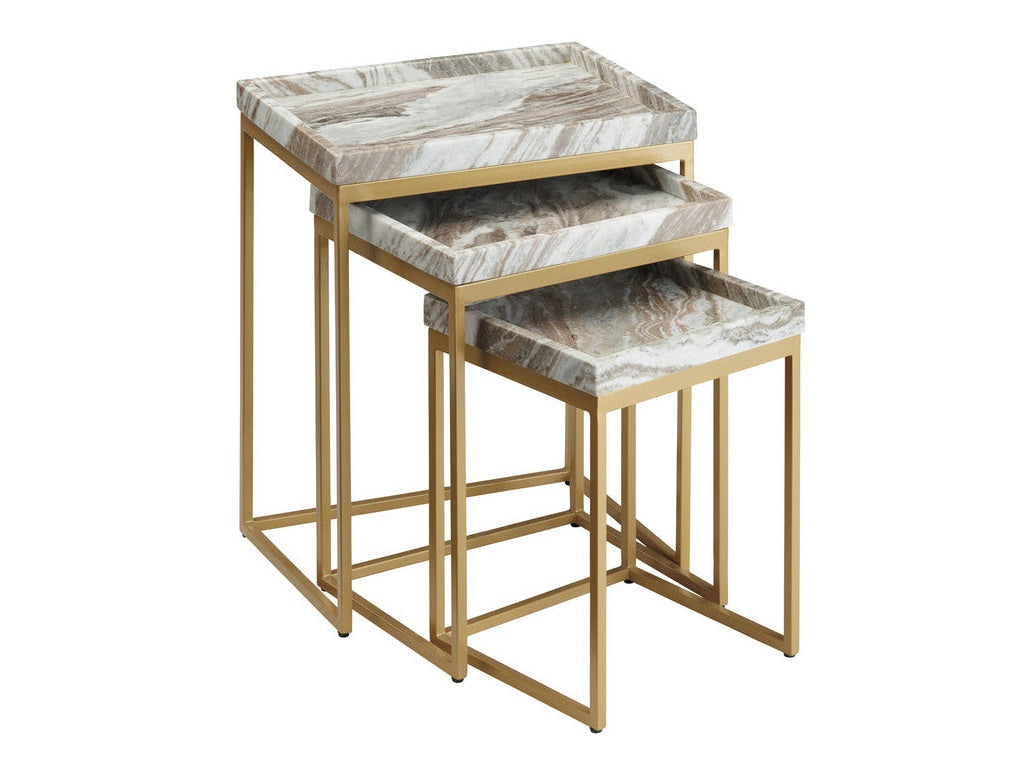 Torrento Gold/White Marble 3-Piece Nesting Tables by Crestview at Eve Furniture