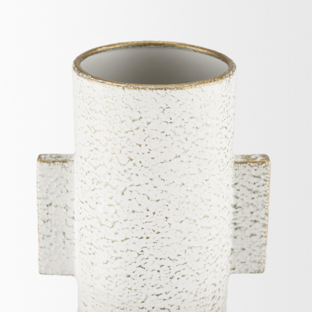 Torres Tall Textured Off White w/ Gold Metal Vase by Mercana at Eve Furniture