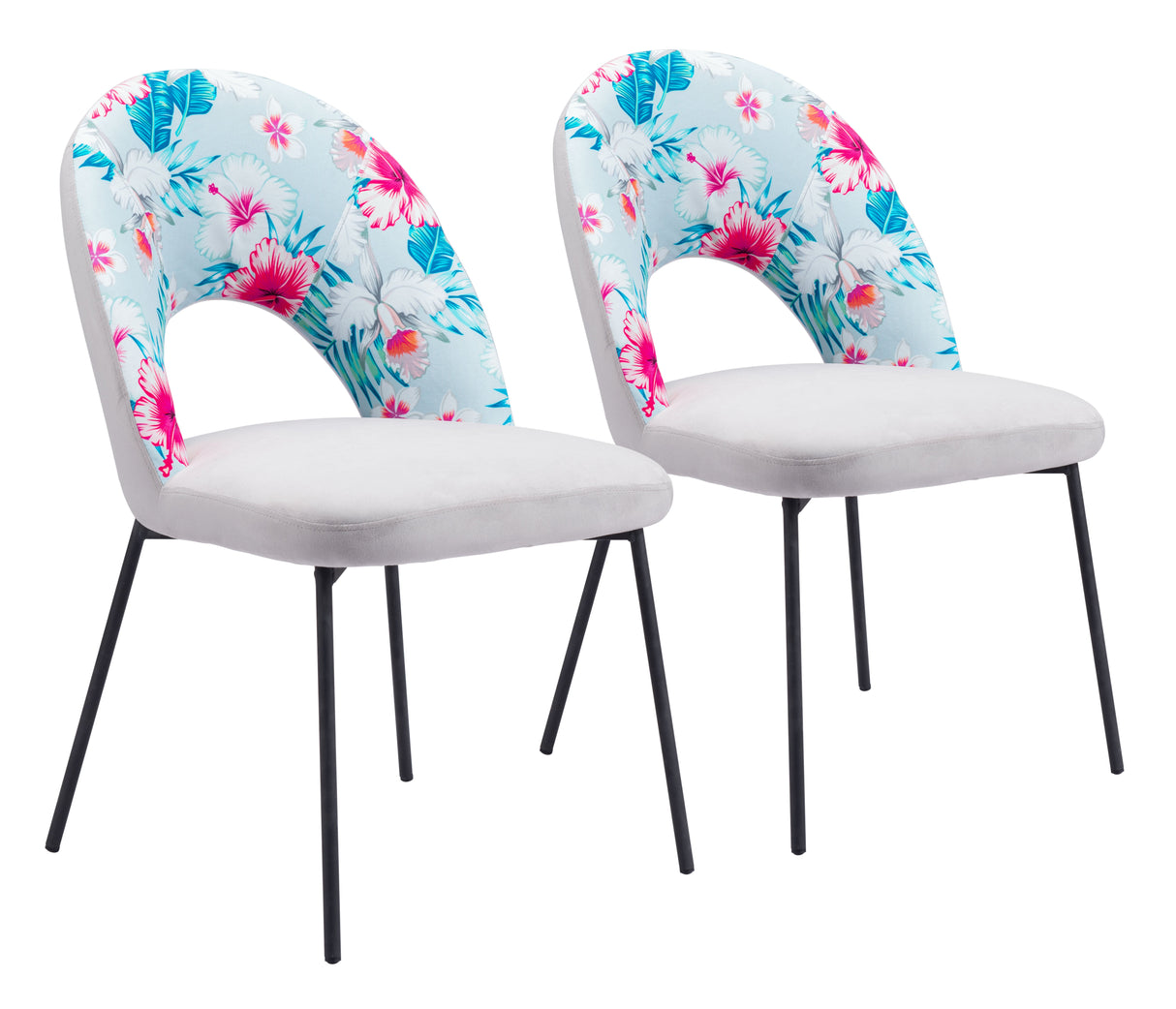 Torrey Gray Dining Chair (Set of 2) Multicolor Print & by Zuomod at Eve Furniture
