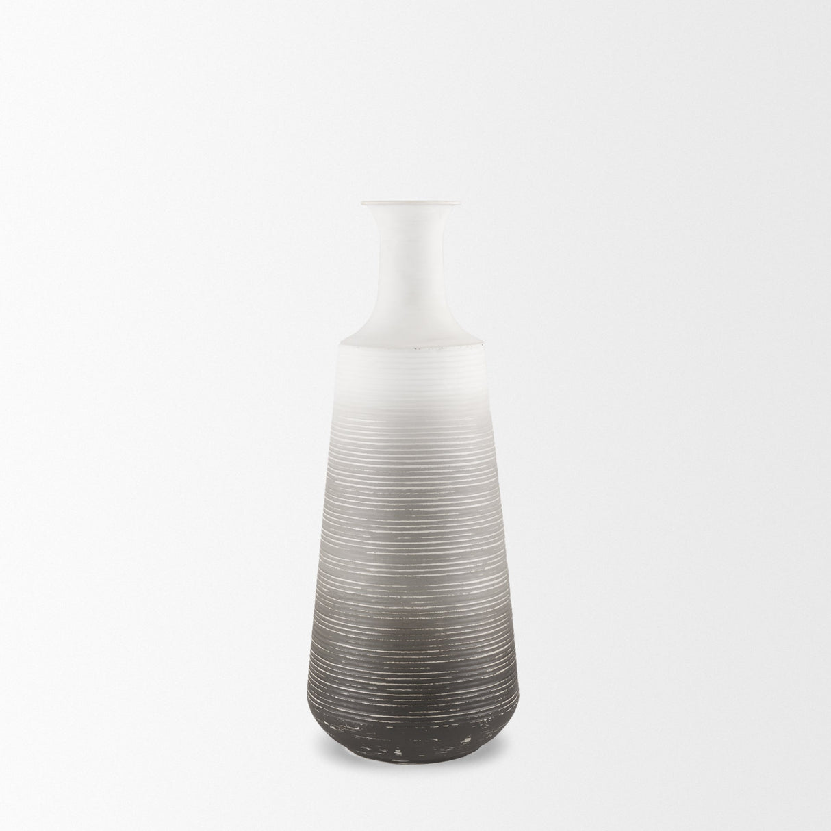 Toru Medium White w/ Grey Ombre Metal Vase by Mercana at Eve Furniture