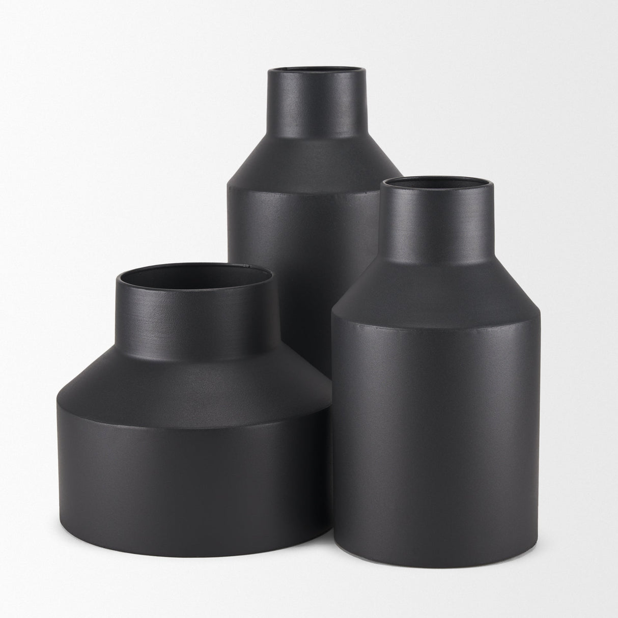 Tosca Medium Matte Black Metal Vase by Mercana at Eve Furniture