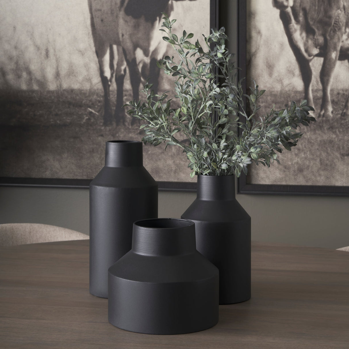 Tosca Tall Matte Black Metal Vase by Mercana at Eve Furniture
