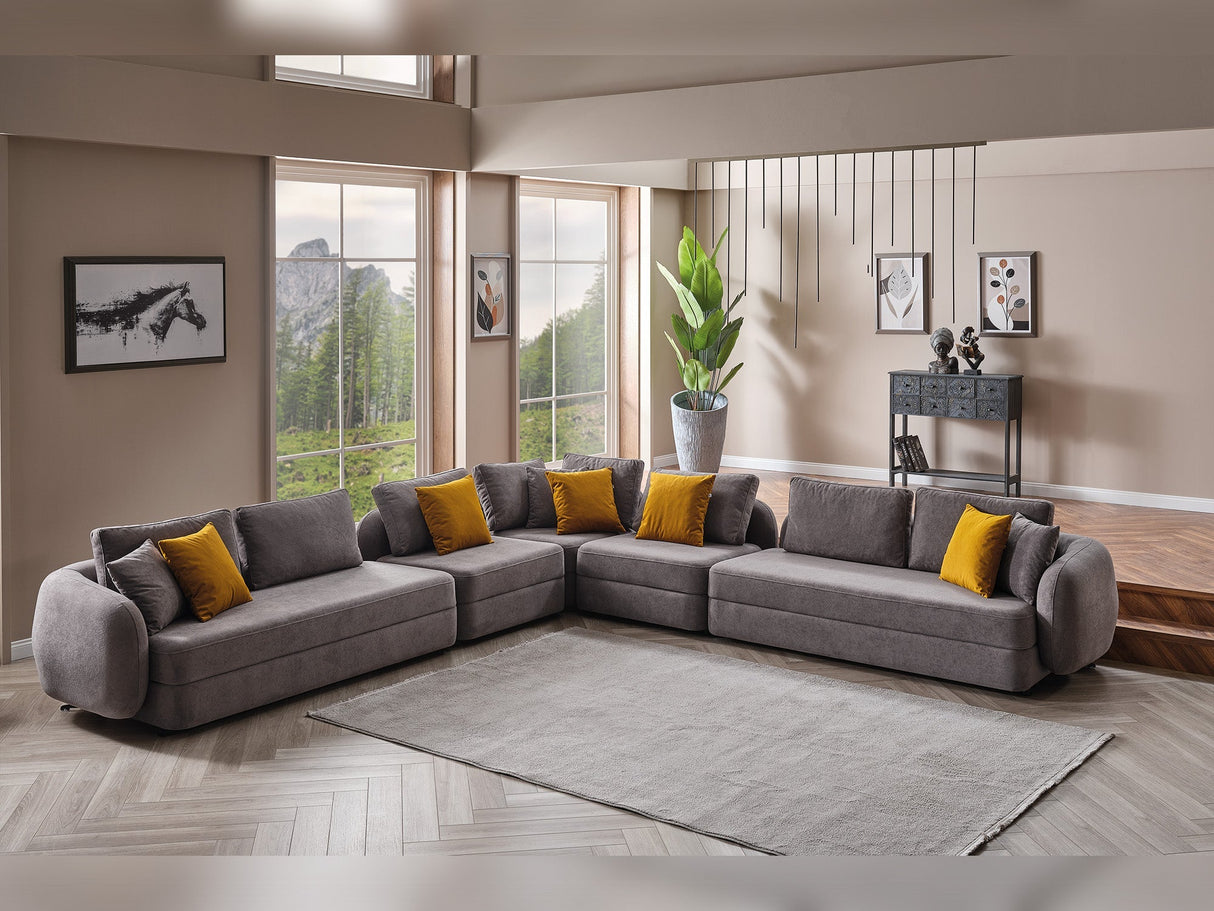 Toscana Modular Sectional Sofa Grey by Furnia at Eve Furniture