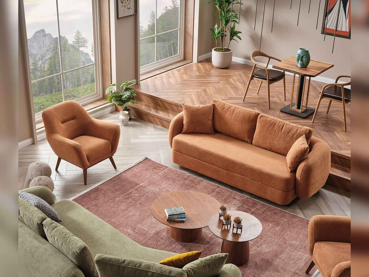 Toscana Orange Stationary 3 Seater Sofa by Furnia at Eve Furniture