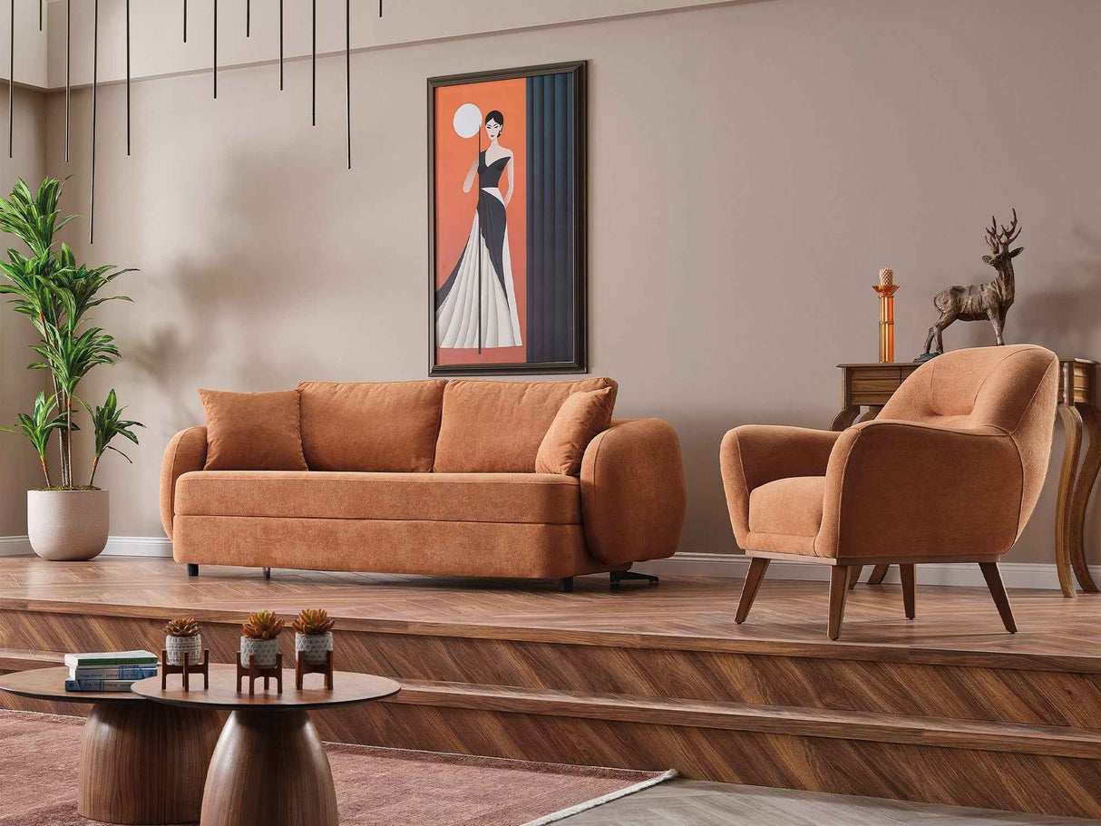 Toscana Orange Stationary 3 Seater Sofa by Furnia at Eve Furniture