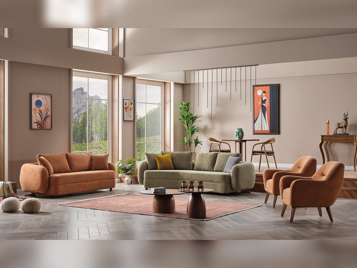 Toscana Orange Stationary 3 Seater Sofa by Furnia at Eve Furniture