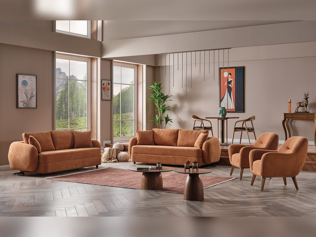 Toscana Orange Stationary 3 Seater Sofa by Furnia at Eve Furniture