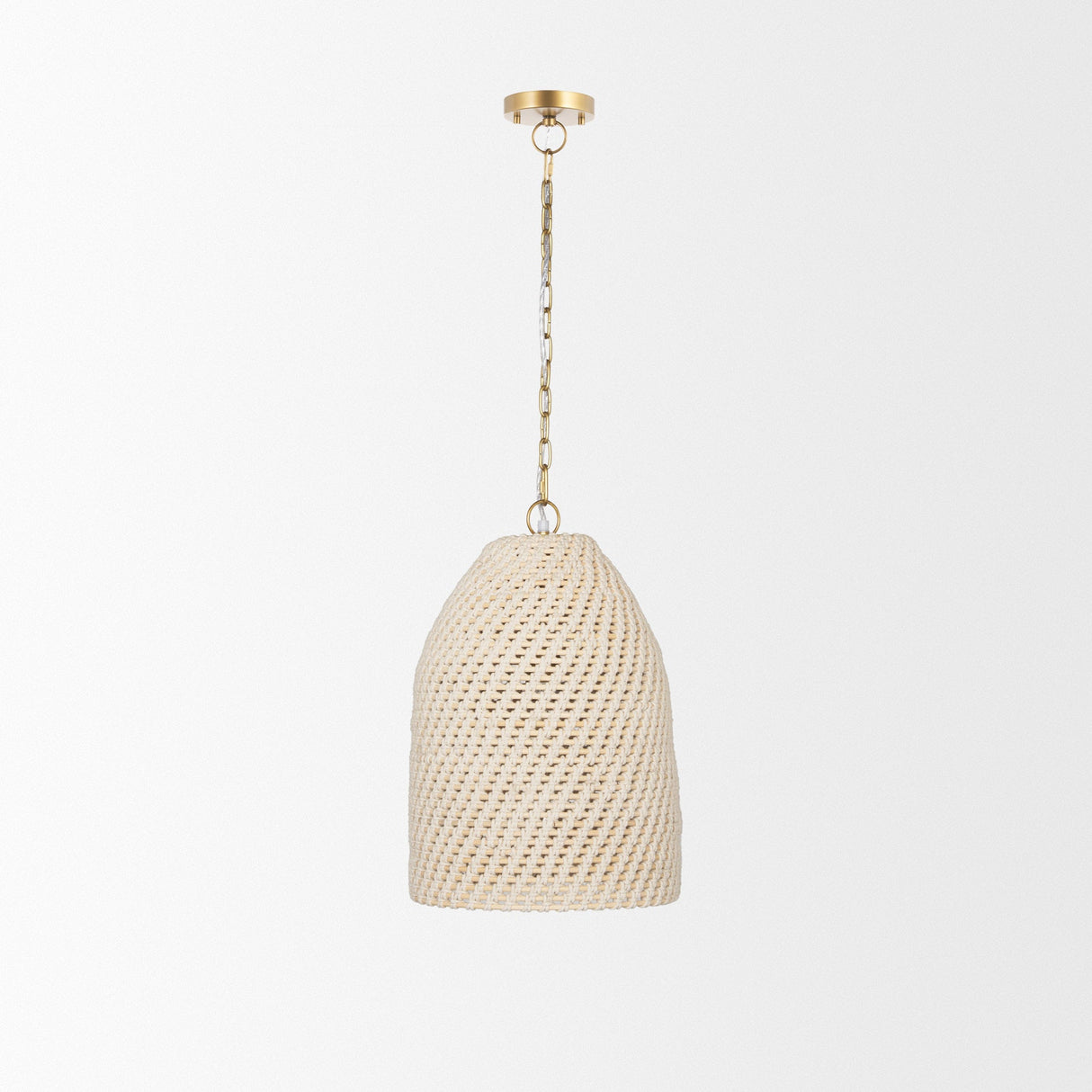 Tosha 1-Light Cotton Rope Bell Pendant by Mercana at Eve Furniture