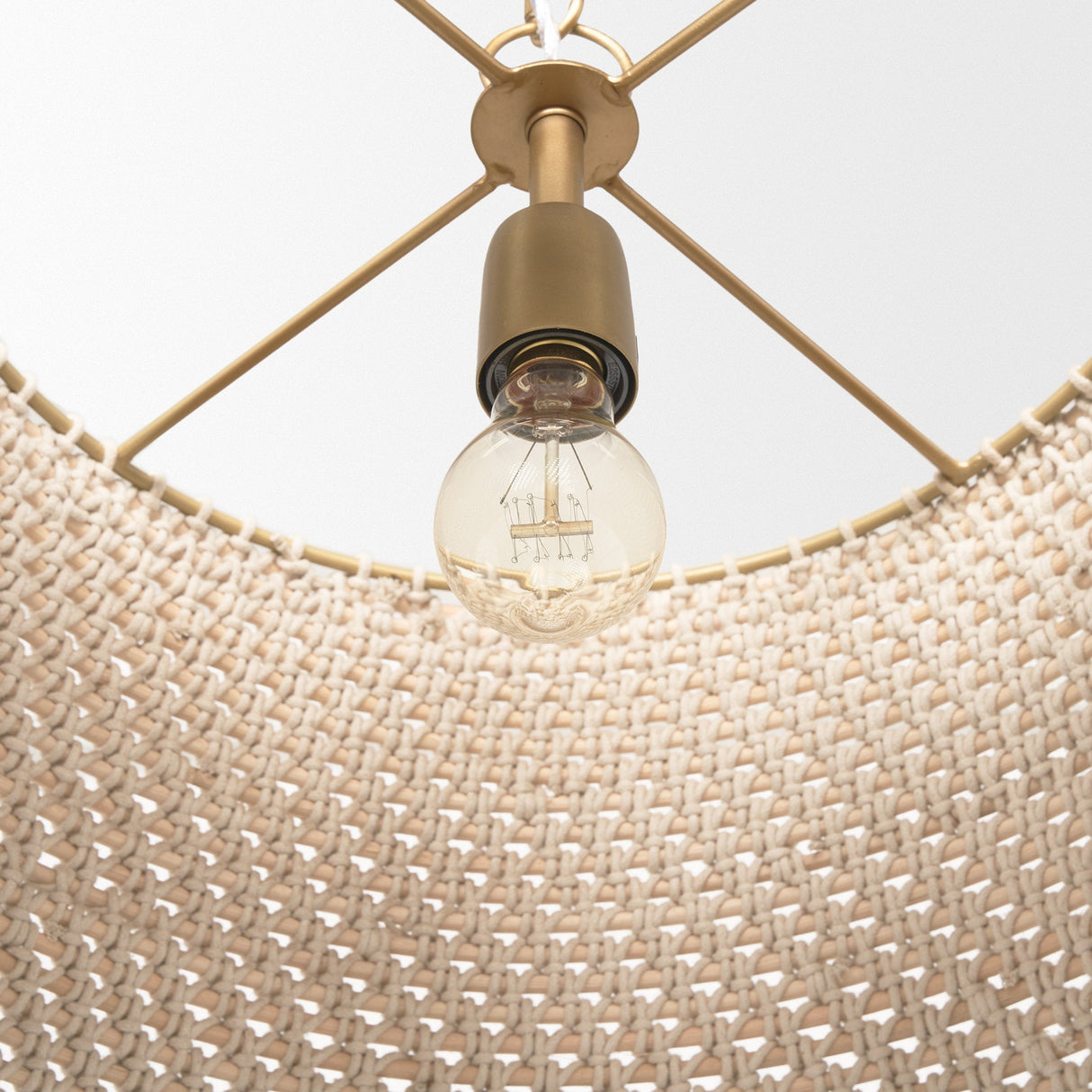 Tosha 1-Light Tapered Cotton Rope Drum Pendant by Mercana at Eve Furniture