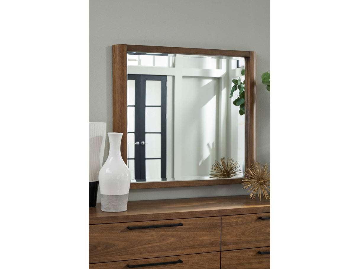 Totes English Walnut Beveled Glass Wall or Dresser Mirror by Modus Furniture at Eve Furniture