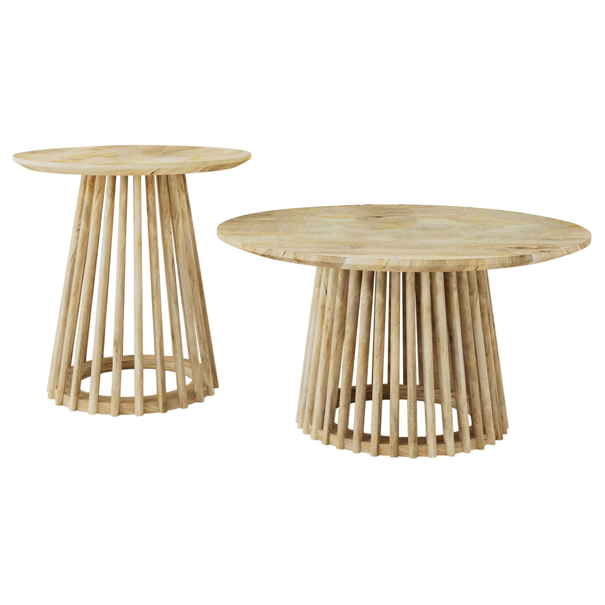 Touhy Natural Mango 2-Piece Round Coffee and End Table Set by Coaster at Eve Furniture