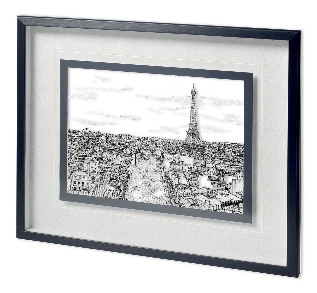 Tour of Europe I by Melissa Wang a Hand Embellished Textured Framed Art Print Matted under Glass by Mercana at Eve Furniture