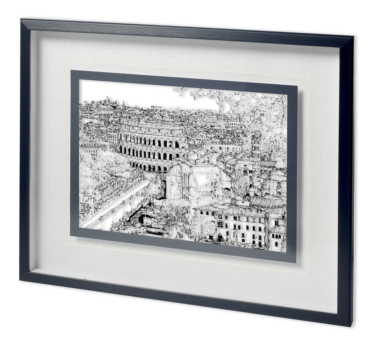 Tour of Europe III by Melissa Wang a Hand Embellished Textured Framed Art Print Matted under Glass by Mercana at Eve Furniture