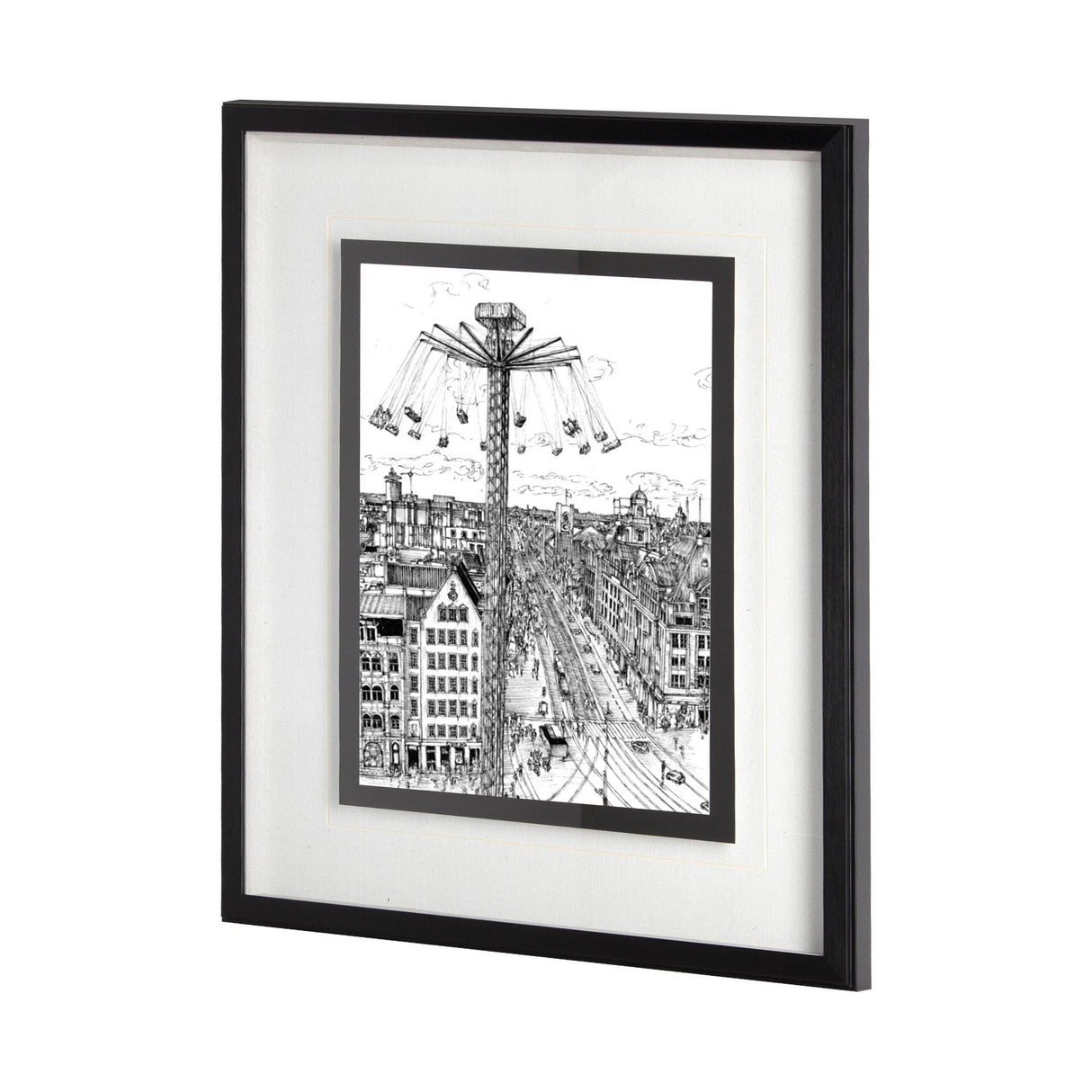 Tour of Europe IV by Melissa Wang a Hand Embellished Textured Framed Art Print Matted under Glass by Mercana at Eve Furniture