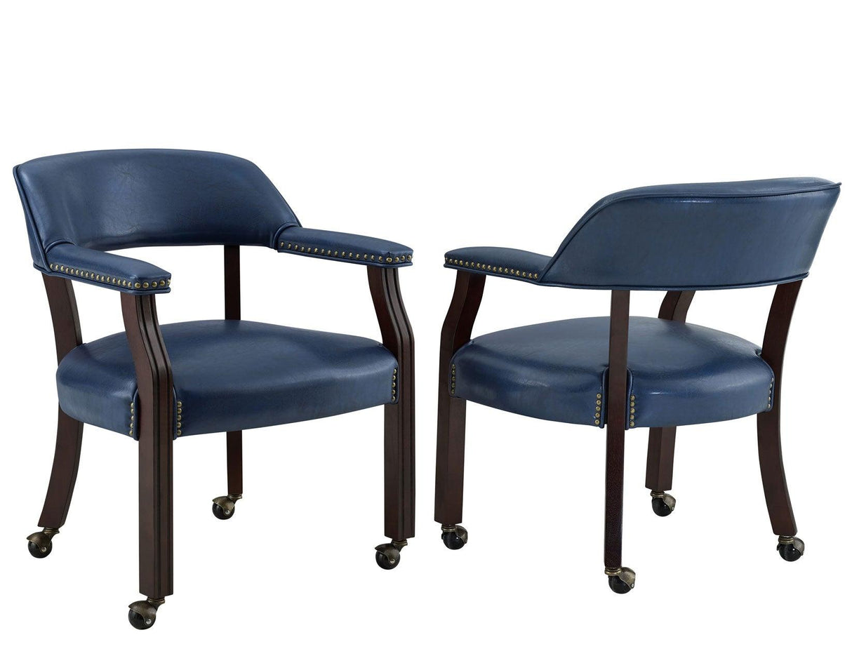Tournament Arm Chair w/Casters, Navy by Steve Silver at Eve Furniture