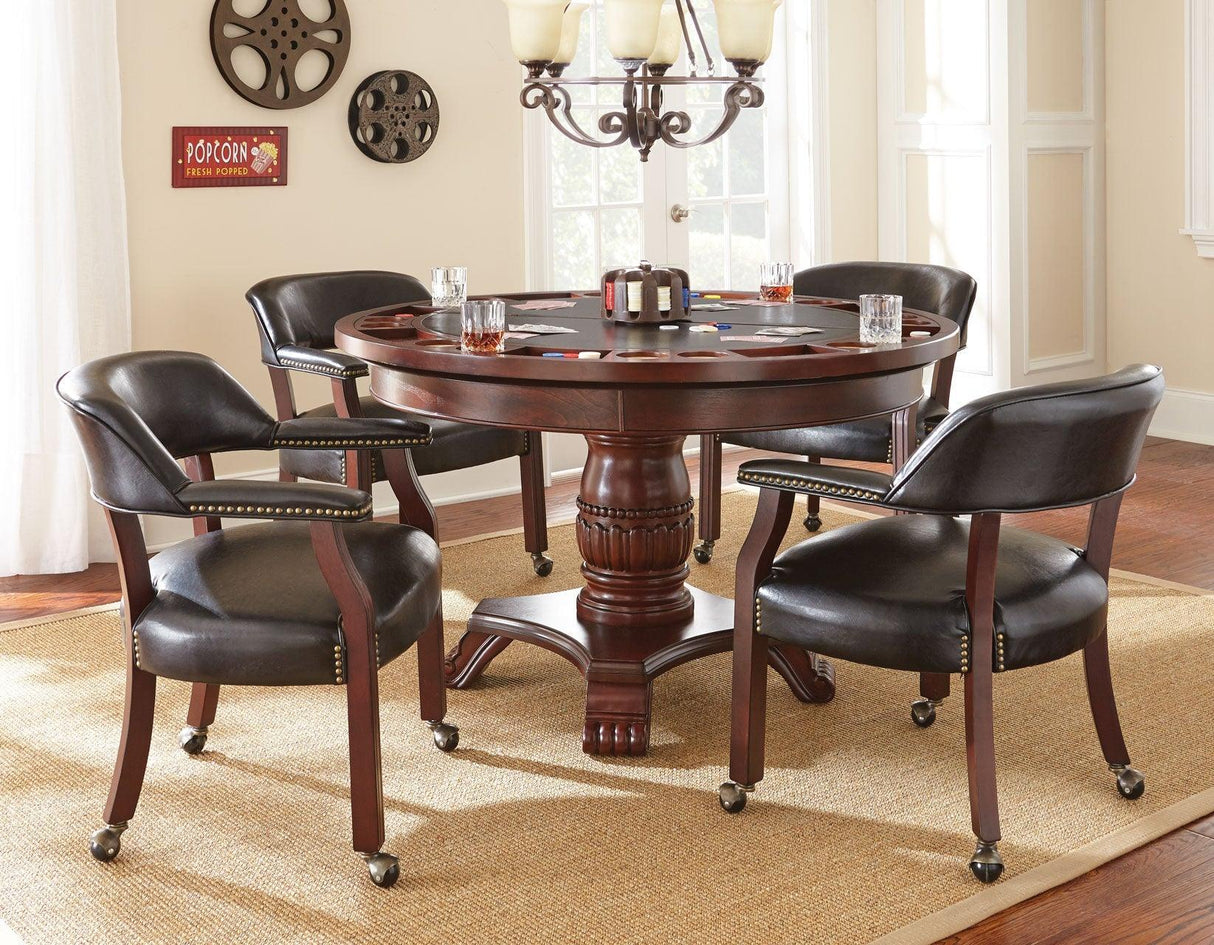 Tournament Game Table and Chairs, 6-Piece, Black(Table & 4 Side Chairs) by Steve Silver at Eve Furniture