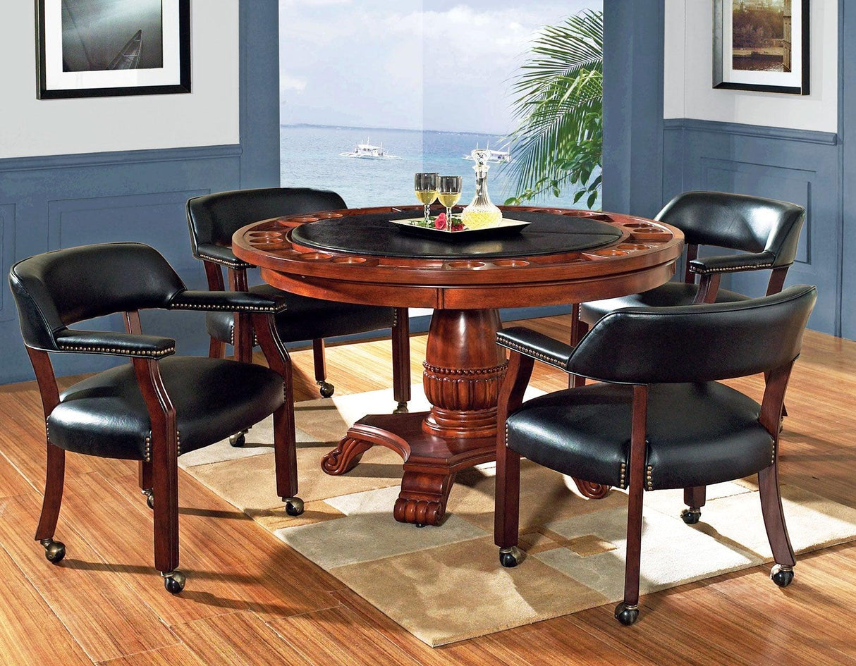 Tournament Game Table and Chairs, 6-Piece, Black(Table & 4 Side Chairs) by Steve Silver at Eve Furniture