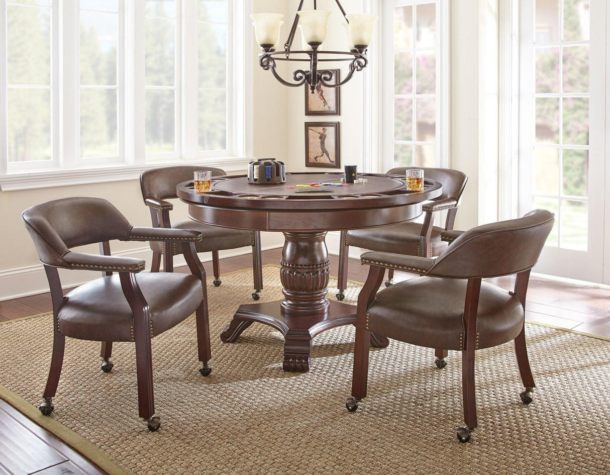 Tournament, Game Table and Chairs, 6-Piece, Brown(Table & 4 Side Chairs) by Steve Silver at Eve Furniture