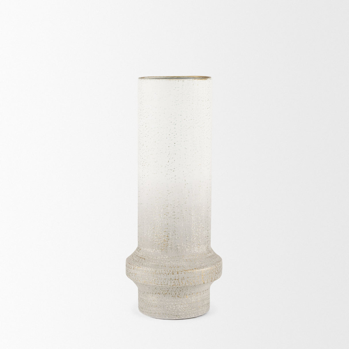 Tovah Medium Textured White w/ Gold Metal Vase by Mercana at Eve Furniture