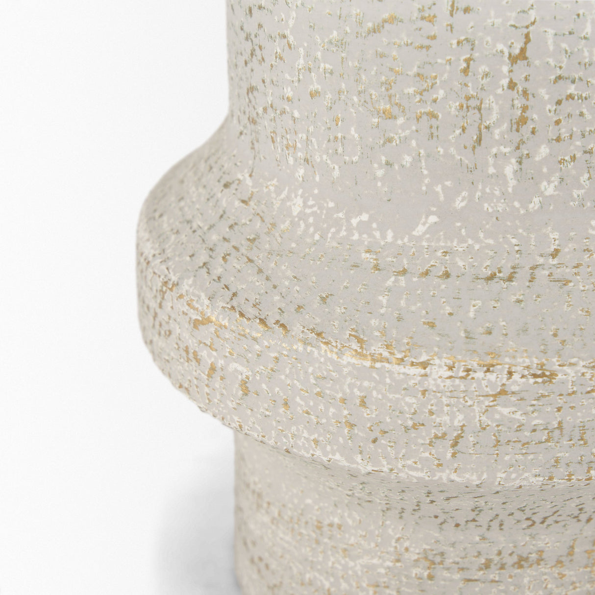 Tovah Medium Textured White w/ Gold Metal Vase by Mercana at Eve Furniture