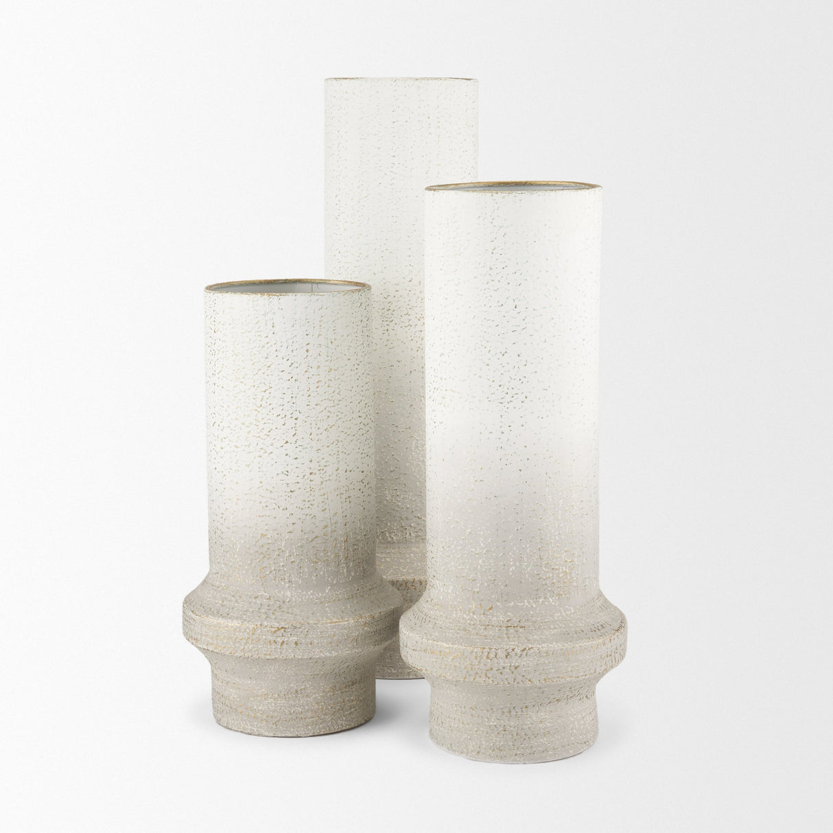Tovah Small Textured White w/ Gold Metal Vase by Mercana at Eve Furniture