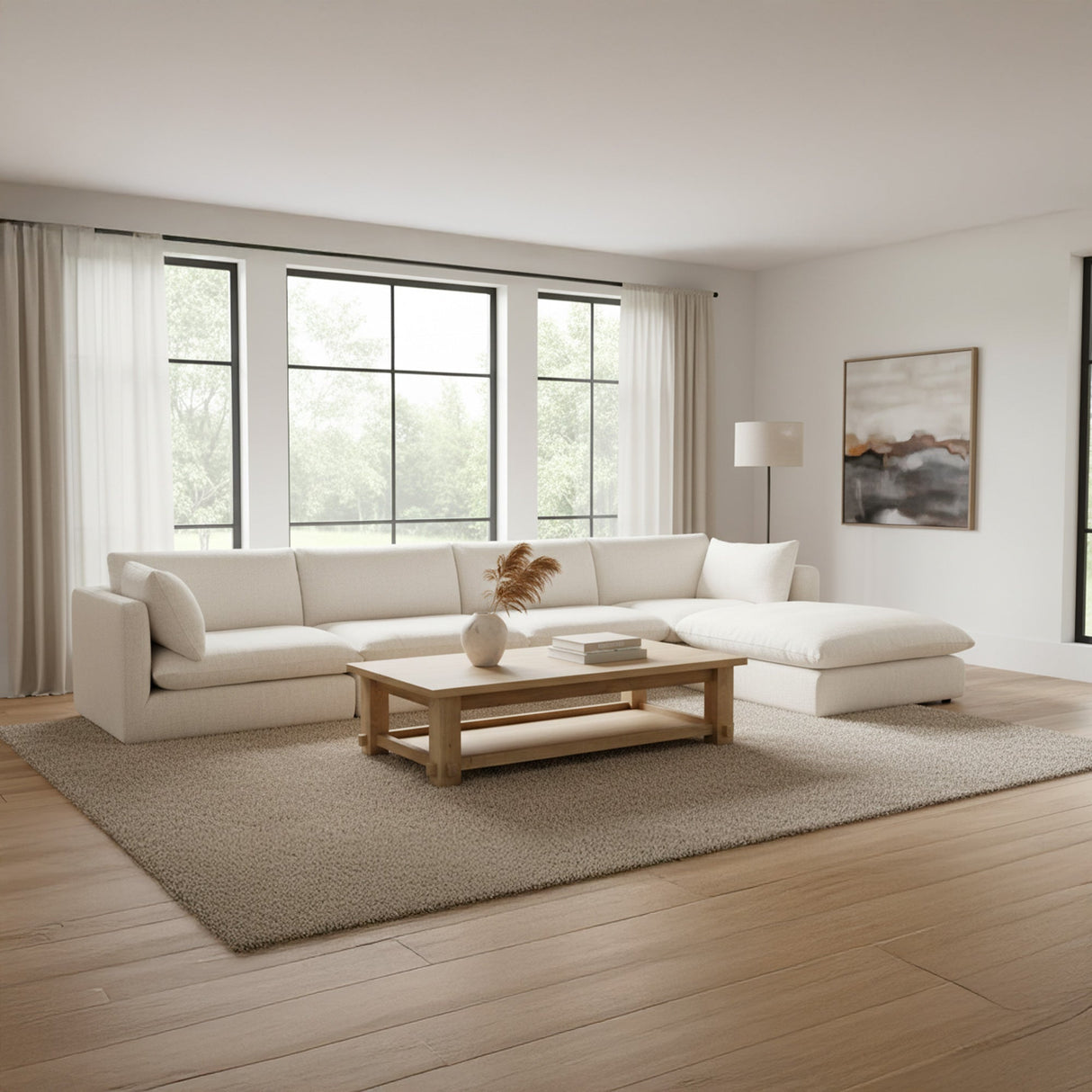 Townes Flecked Ecru Lounge Modular Sectional by MOES at Eve Furniture